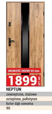 Drzwi NEPTUN zewnętrzne stalowe ocieplone polistyren kolor dąb sonoma 90 promocja w Merkury Market