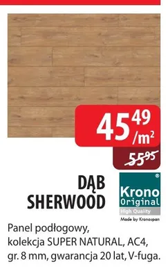 Panel podłogowy Dąb Sherwood Krono Original kolekcja SUPER NATURAL AC4 gr. 8mm gwarancja 20 lat V-fuga promocja w Dobre Dla Domu