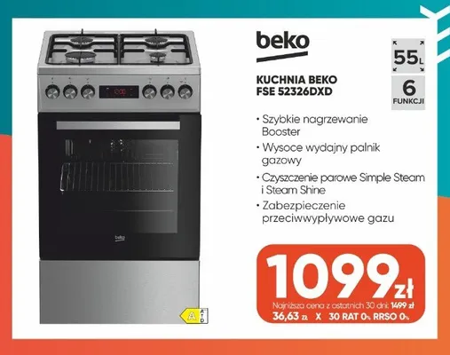 Kuchnia wolnostojąca Beko FSE 52326DXD promocja w Max Elektro