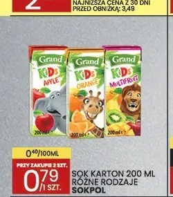 Sok karton Grand Kids promocja w Wafelek