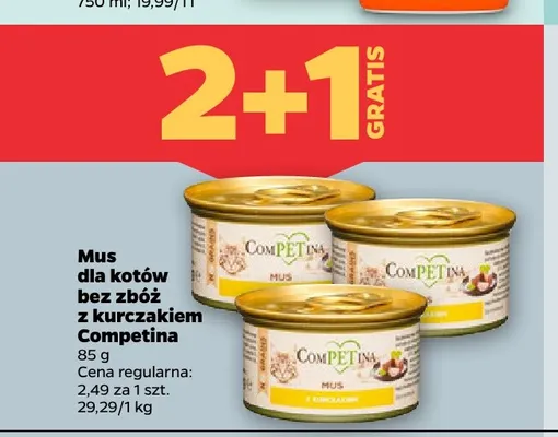 Mus dla kotów bez zbóż z kurczakiem Competina promocja w Netto