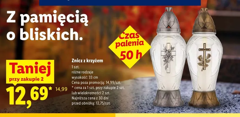 Znicz z krzyżem promocja w Lidl