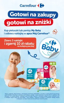 Pieluchy jednorazowe My Baby Ultra dry rozmiar 2 promocja w Carrefour