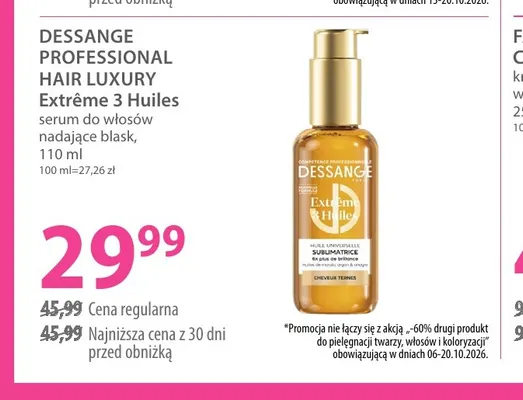 Serum do włosów nadające blask Extrême 3 Huiles Dessange Professional Hair Luxury promocja w Hebe