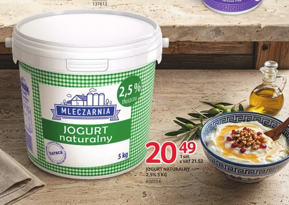 Jogurt naturalny 2,5% Mleczarnia promocja w Selgros