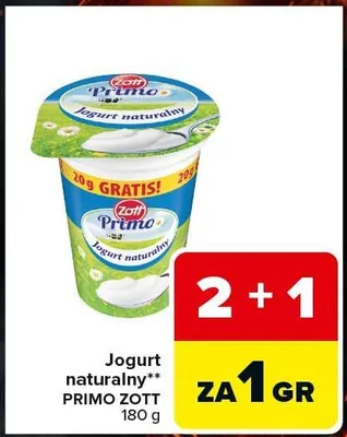 Jogurt naturalny Primo Zott promocja w Carrefour Express