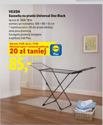 Suszarka na pranie Universal One Black VILEDA promocja w Lidl