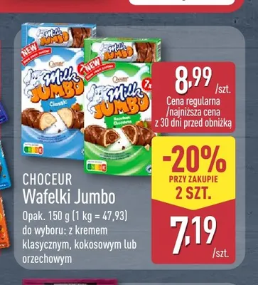 Wafelki Jumbo z kremem klasycznym Choceur promocja w Aldi