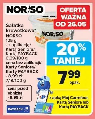 Sałatka krewetkowa NORSO promocja w Carrefour