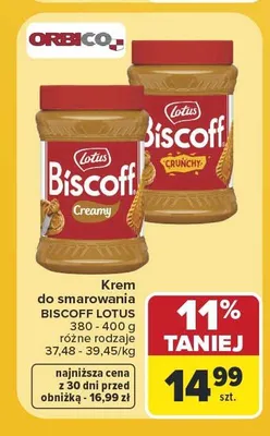 Krem do smarowania Lotus Biscoff Crunchy promocja w Carrefour