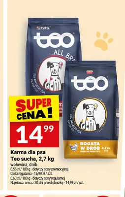 Karma dla psa Teo sucha drób promocja w Twój Market