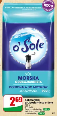 Sól morska gruboziarnista jodowana o'Sole promocja w Dino