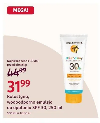 Wodoodporna emulsja do opalania SPF 30 Kolastyna promocja w Rossmann