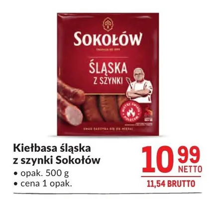 Kiełbasa śląska z szynki Sokołów promocja w Makro