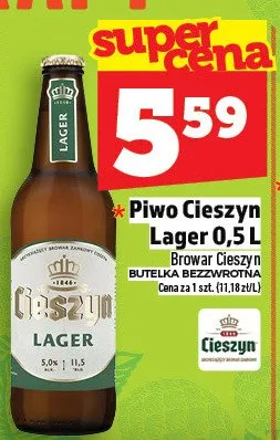 Piwo Cieszyn Lager promocja w TOPAZ