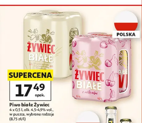 Piwo białe Żywiec 4-pak 500ml promocja w Auchan