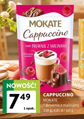 Kawa rozpuszczalna Cappuccino Mokate Brownie z malinami promocja w Intermarche