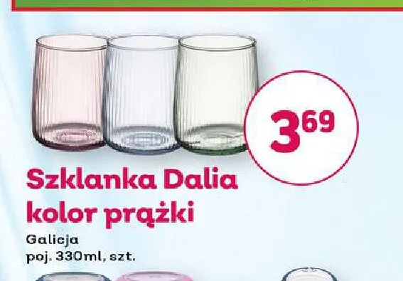 Szklanka Dalia kolor prążki 330 ml Galicja promocja w Bliski
