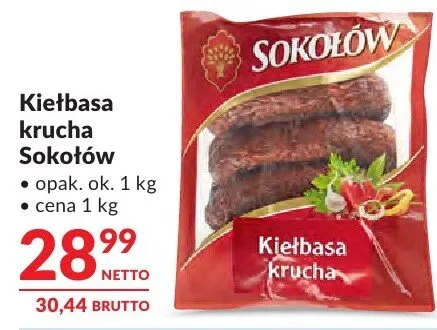 Kiełbasa Kiełbasa krucha Sokołów promocja w Makro
