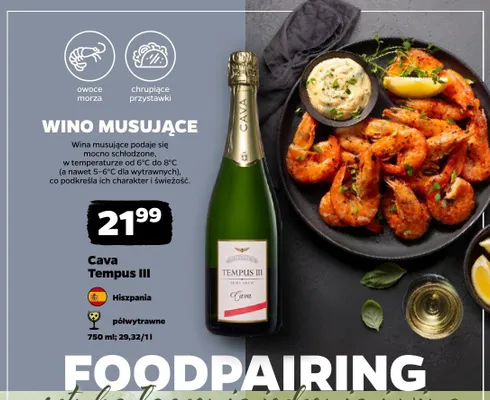 Wino musujące Cava Tempus III promocja w Netto