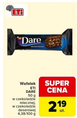 Wafelek Dare w czekoladzie mlecznej, w czekoladzie z orzechem promocja w Carrefour Market