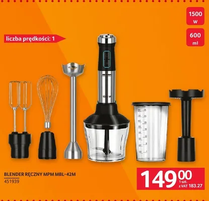 Blender ręczny MPM MBL-42M promocja w Selgros
