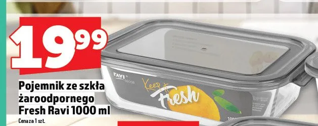 Pojemnik ze szkła żaroodpornego Fresh Ravi 1000 ml promocja w TOPAZ