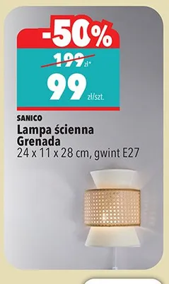 Lampa ścienna 24x11x28 cm, gwint E27 Sanico promocja w Biedronka
