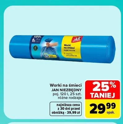 Worki na śmieci 120 l Jan Niezbędny promocja w Carrefour