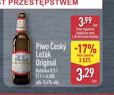 Piwo Český Ležák Original promocja w Aldi