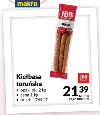 Kiełbasa toruńska JBB Bałdyga promocja w Makro