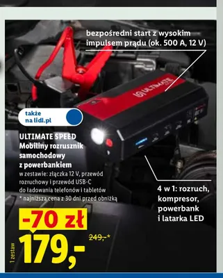 Mobilny rozrusznik samochodowy z powerbankiem Ultimate Speed promocja w Lidl