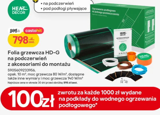 Folia grzewcza HD-G na podczerwień z akcesoriami do montażu  promocja w Castorama