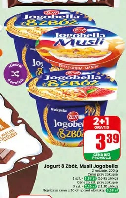 Jogurt Jogobella 8 Zbóż Zott promocja w Dino