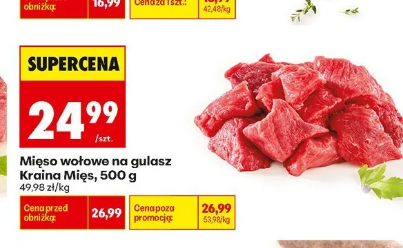Mięso wołowe na gulasz Kraina Mięs promocja w Biedronka