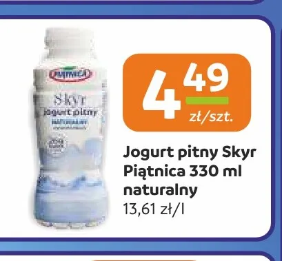 Jogurt pitny Skyr Piątnica naturalny promocja w Gama