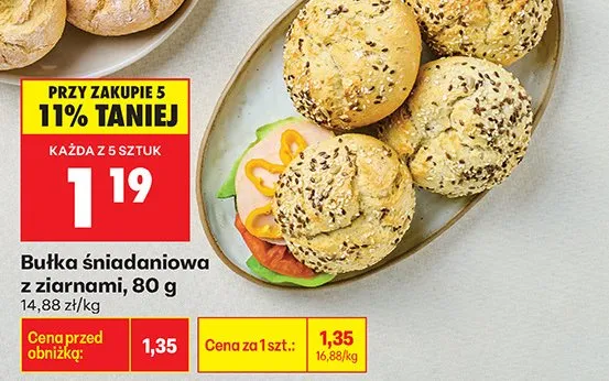 Bułka śniadaniowa z ziarnami promocja w Biedronka