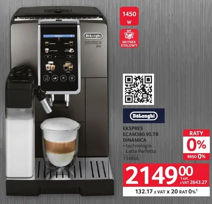 Ekspres automatyczny ECAM380.95.TB Dinamica 134866 promocja w Selgros