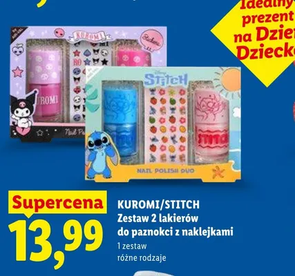 Zestaw 2 lakierów do paznokci z naklejkami Kuromi promocja w Lidl