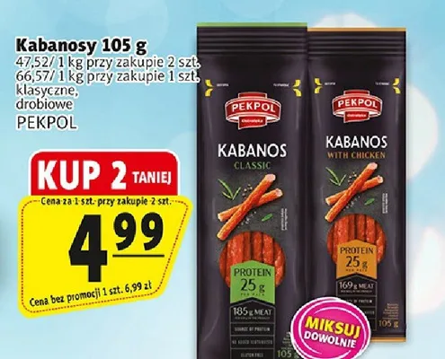 Kabanosy 105 g PEKPOL klasyczne, drobkowe promocja w Prim Market