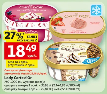 Lody różne rodzaje promocja w Auchan