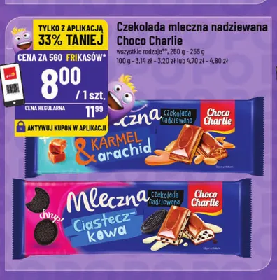 Czekolada mleczna nadziewana ciasteczkowa Choco Charlie promocja w POLOmarket