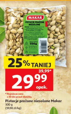 Pistacje prażone niesolone Makar promocja w Auchan