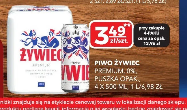 Piwo ŻYWIEC PREMIUM 4-pak 500ml promocja w Top Market