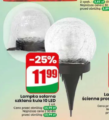 Lampka solarna szklana kula 10 LED promocja w Dino