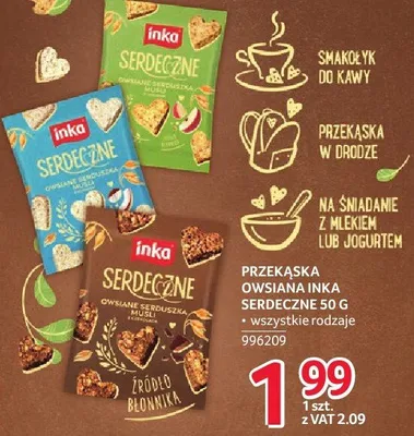 Przekąska owsiana Inka Serdeczne wszystkie rodzaje promocja w Selgros
