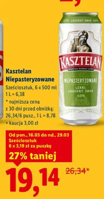 Piwo kasztelan niepasteryzowane promocja w Lidl