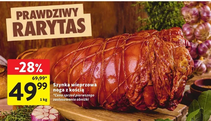 Szynka wieprzowa noga z kością promocja w Intermarche