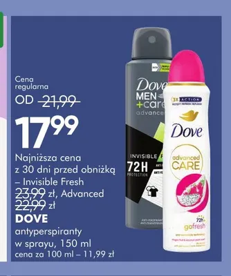 Antyperspiranty w sprayu Dove promocja w Super-Pharm