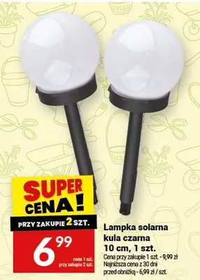 Lampka solarna kula czarna 10 cm promocja w Twój Market